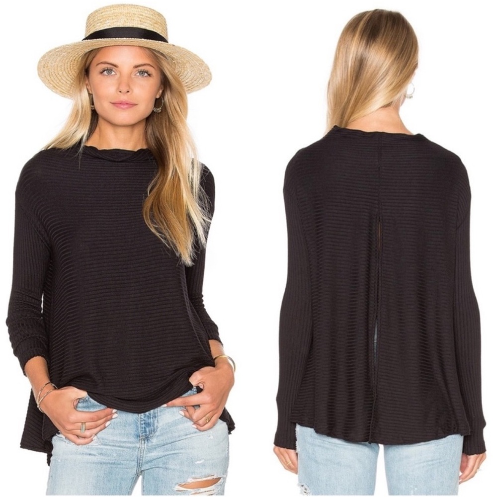 Free People Lover We The Free Rib Split Back Pullover Top Womens Sz M